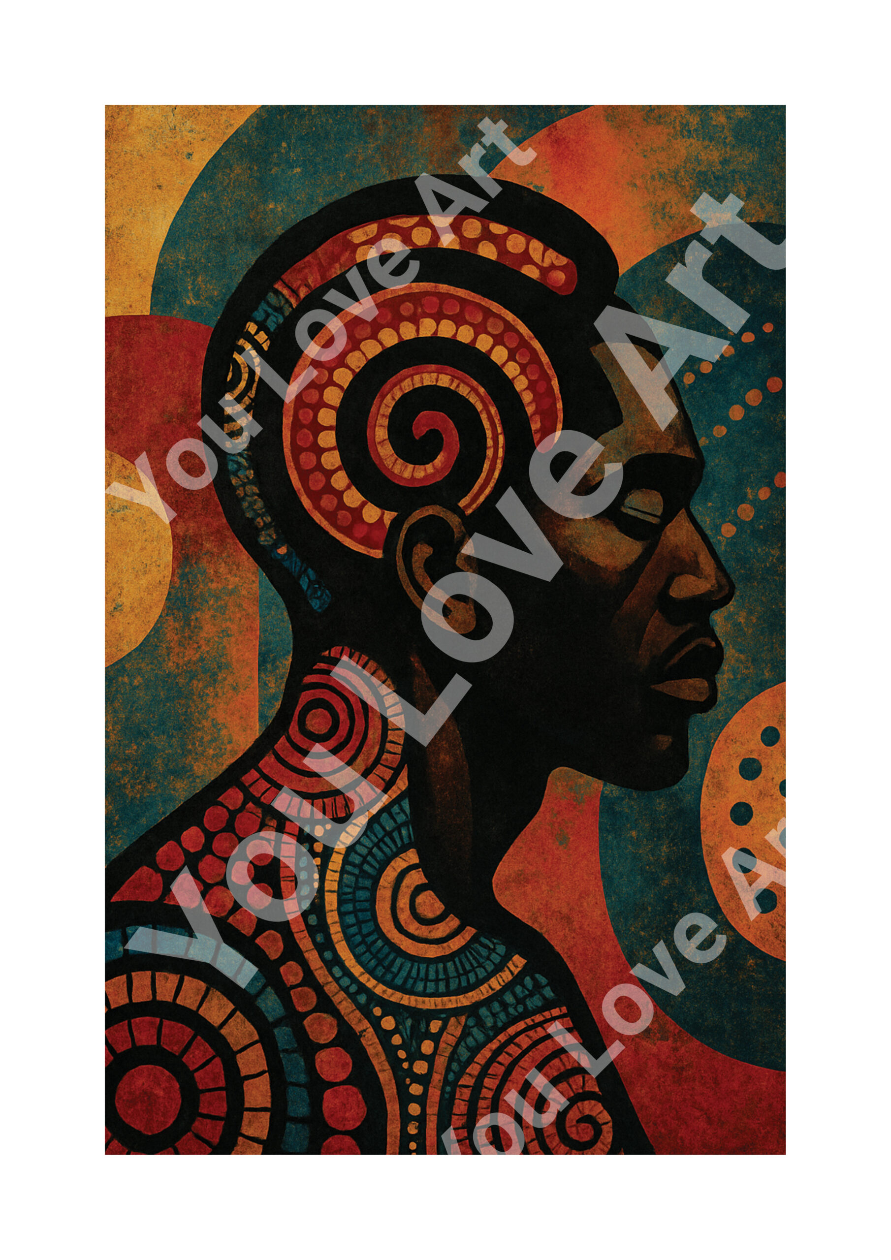 Portrait d’homme africain et spirales wax