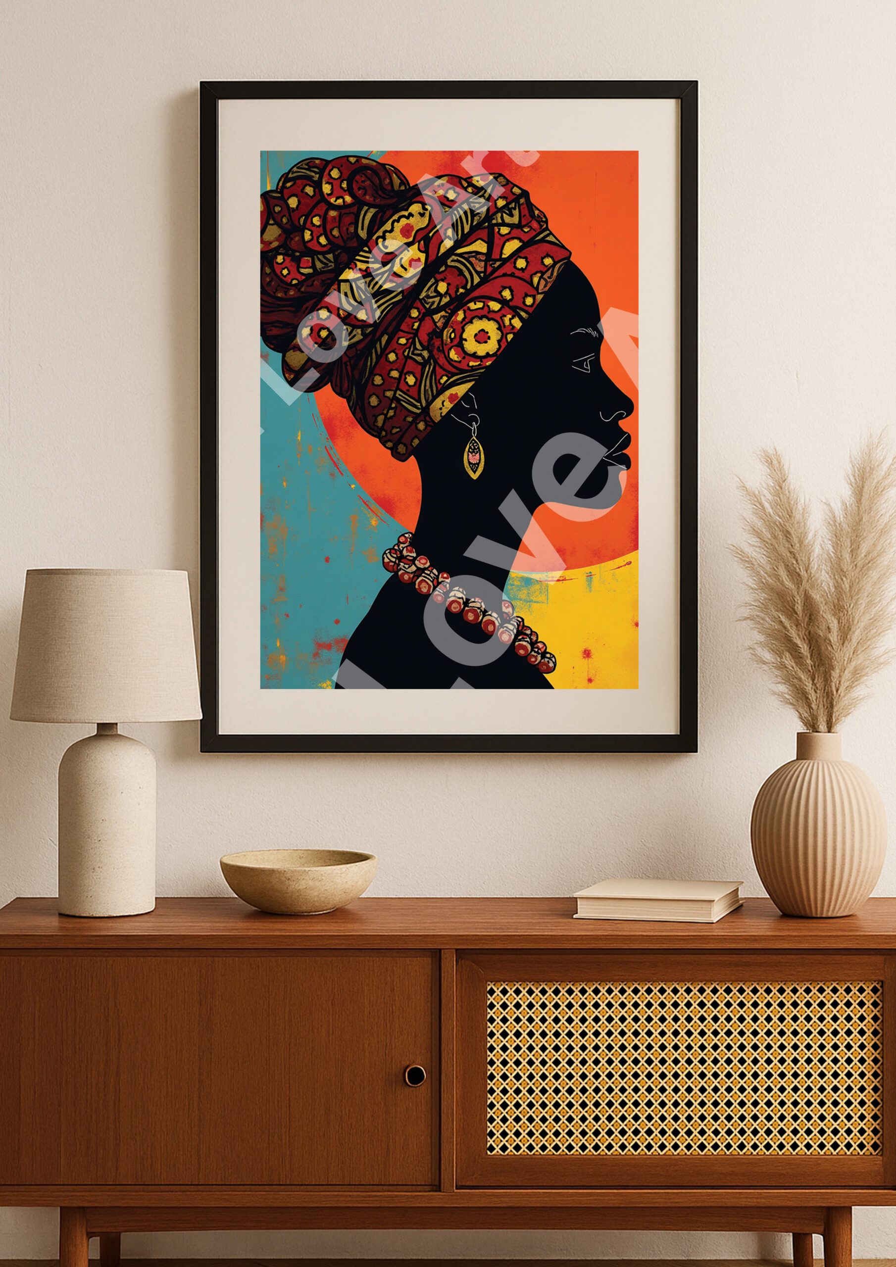 Femme au turban géant – Patchwork de motifs africains – Image 3