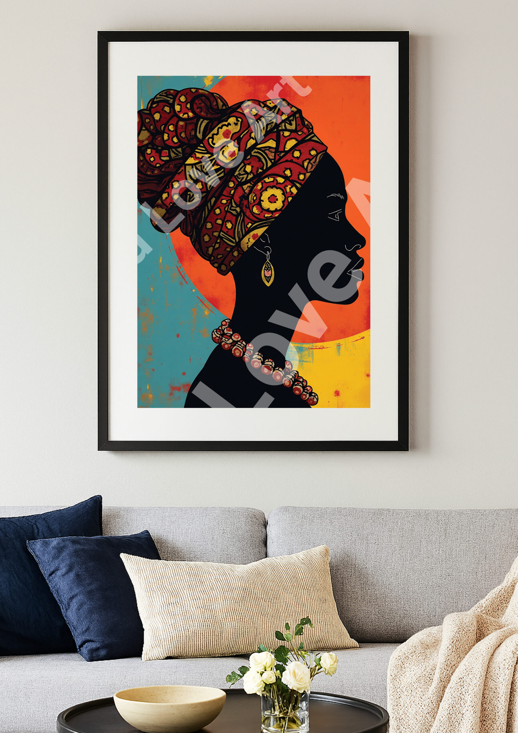 Femme au turban géant – Patchwork de motifs africains – Image 2