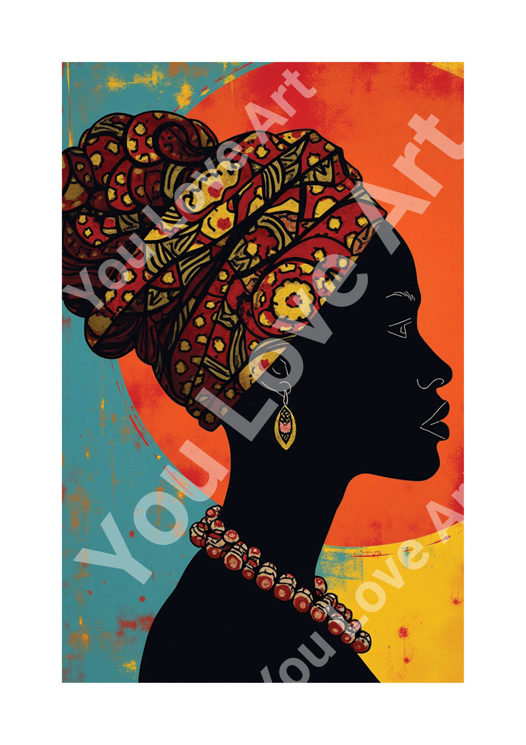 Femme au turban géant – Patchwork de motifs africains