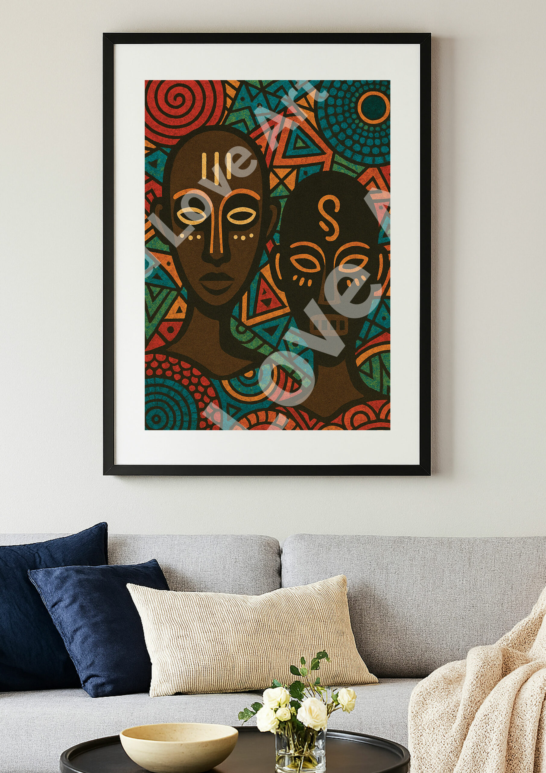 Jeu de masques flottants dans un espace abstrait – Image 2