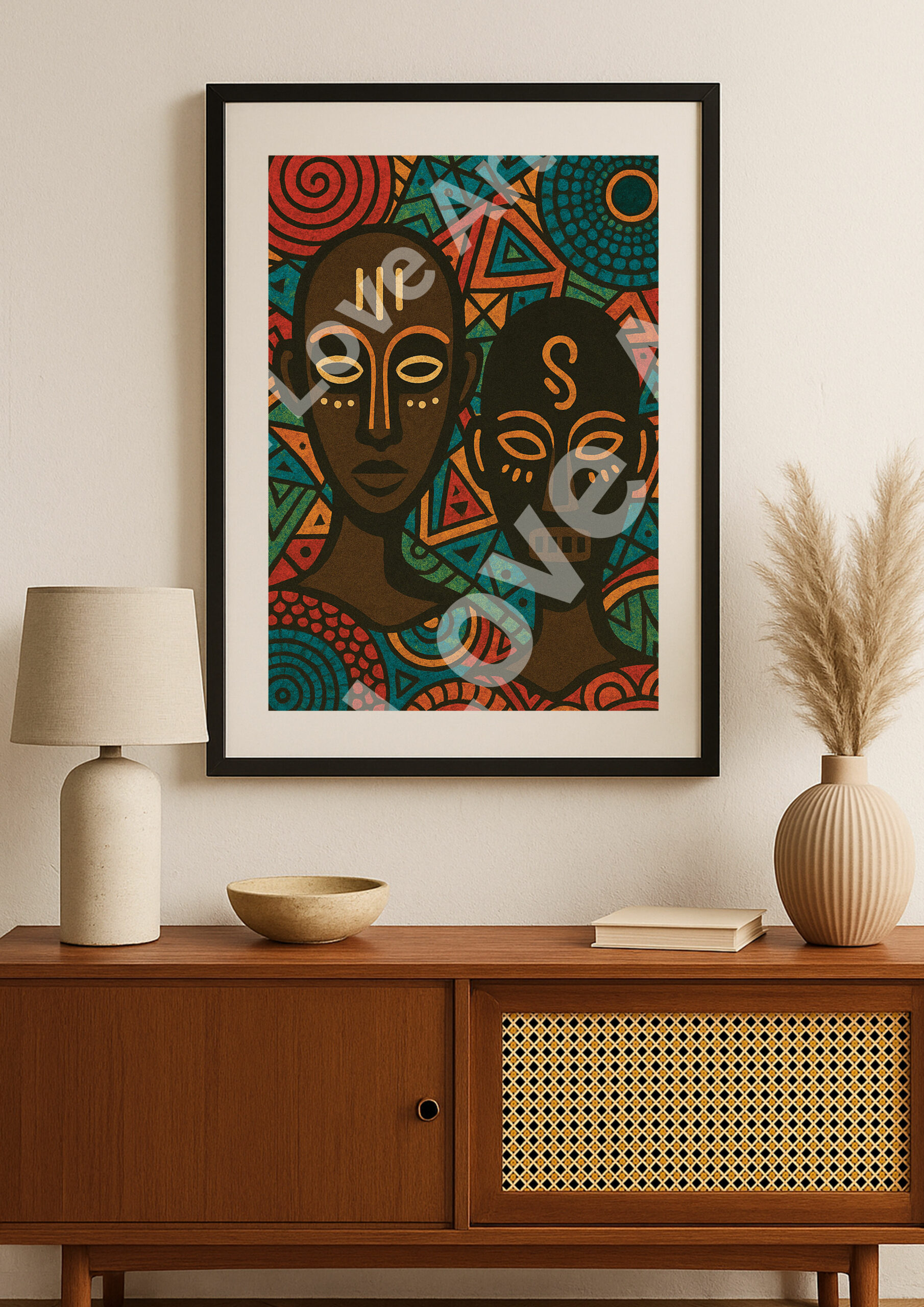 Jeu de masques flottants dans un espace abstrait – Image 3