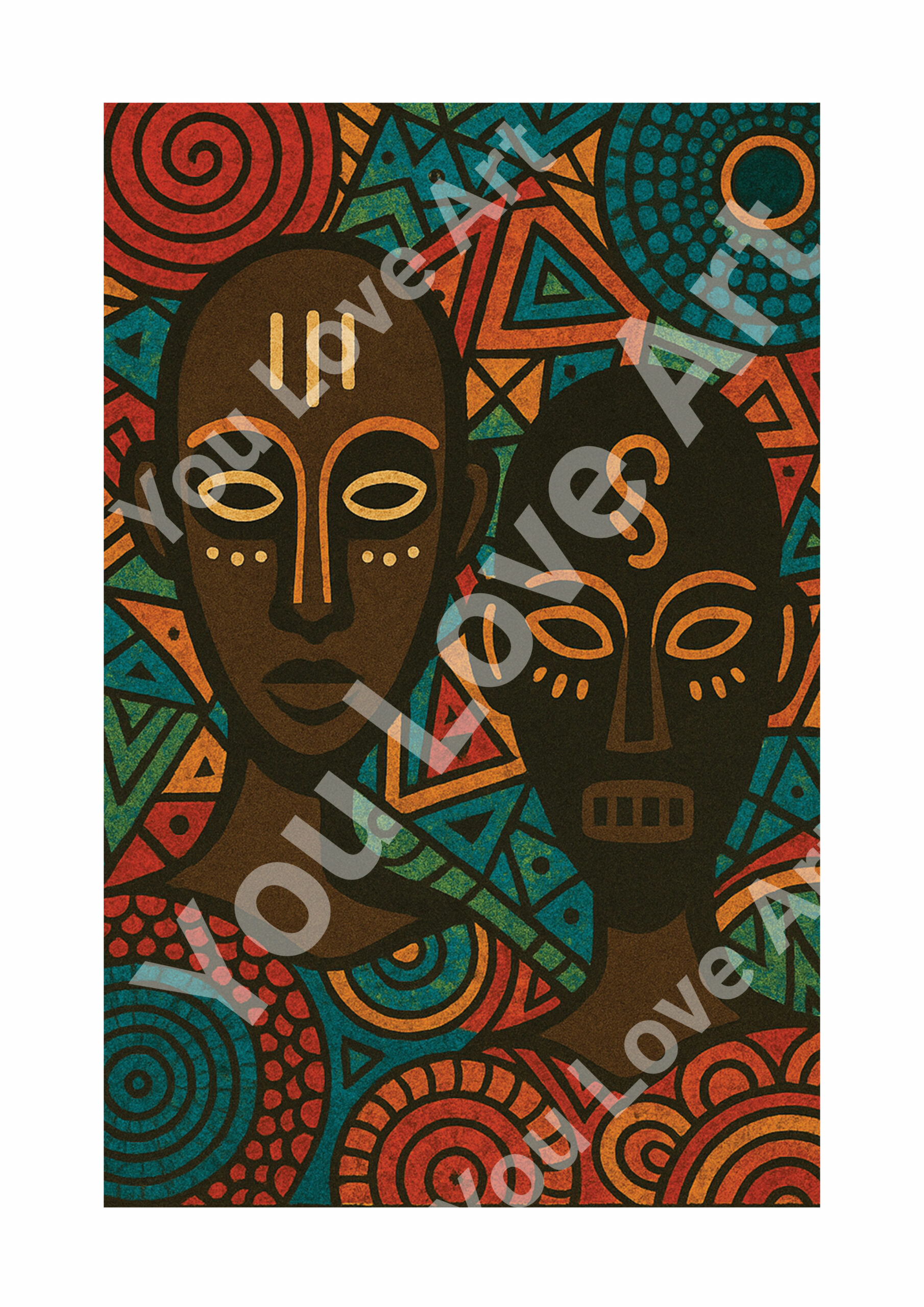 Jeu de masques flottants dans un espace abstrait